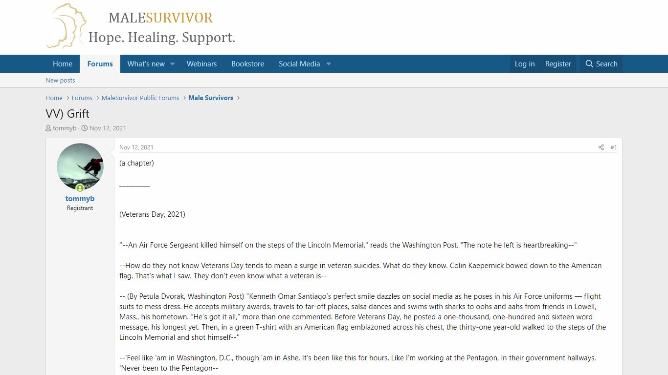 VV) Grift | Male Sexual Assault Support Forum | MaleSurvivor